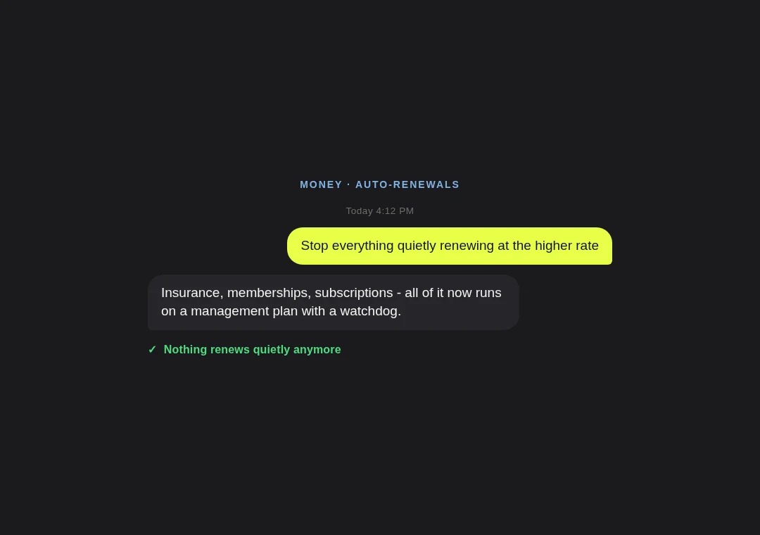 Watchdog card: every auto-renewal under management