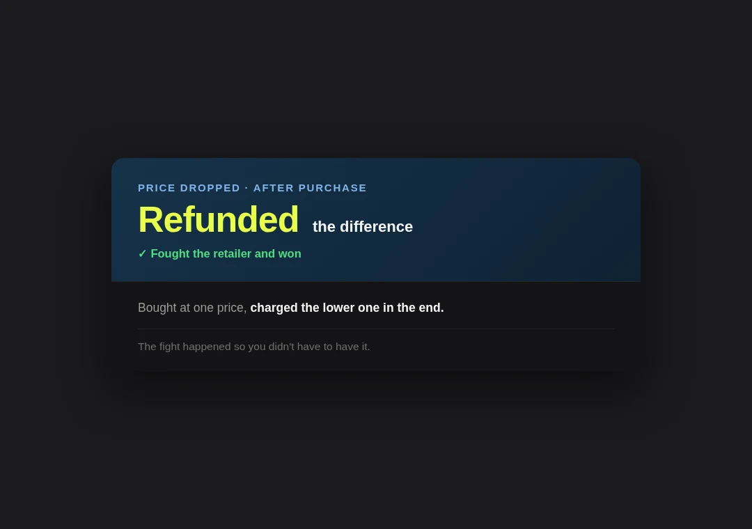 Refund card: price-drop difference won back after purchase